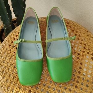 Francis Valentine Jude Mary Jane Leather Flat in Green